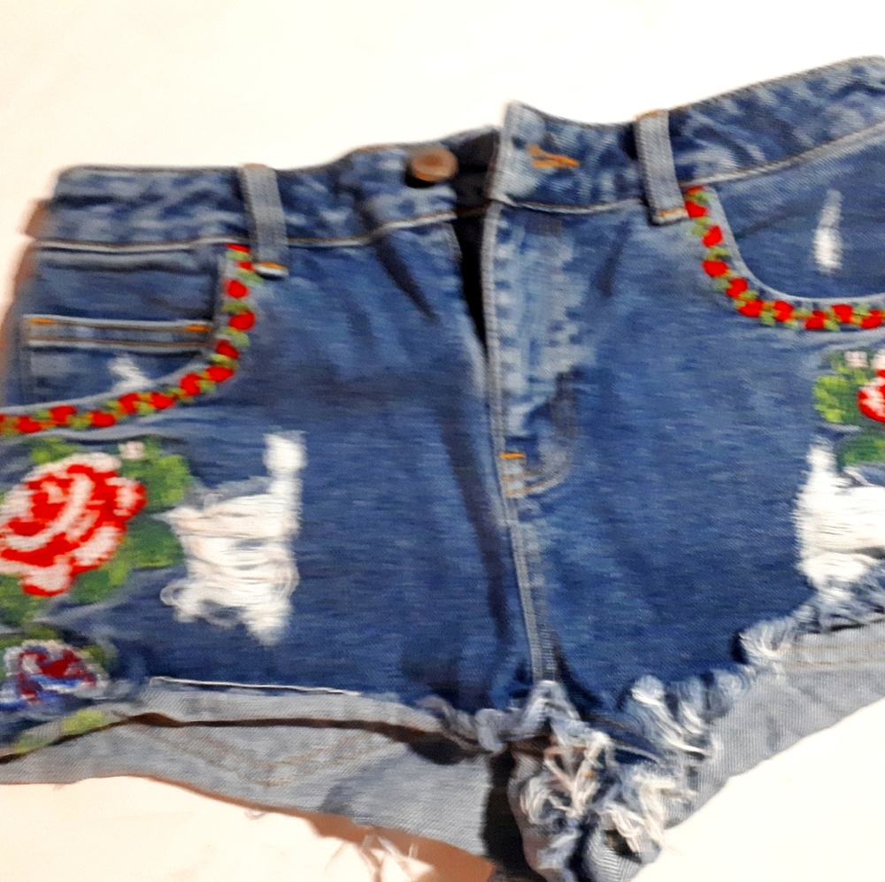 Rose jean shorts